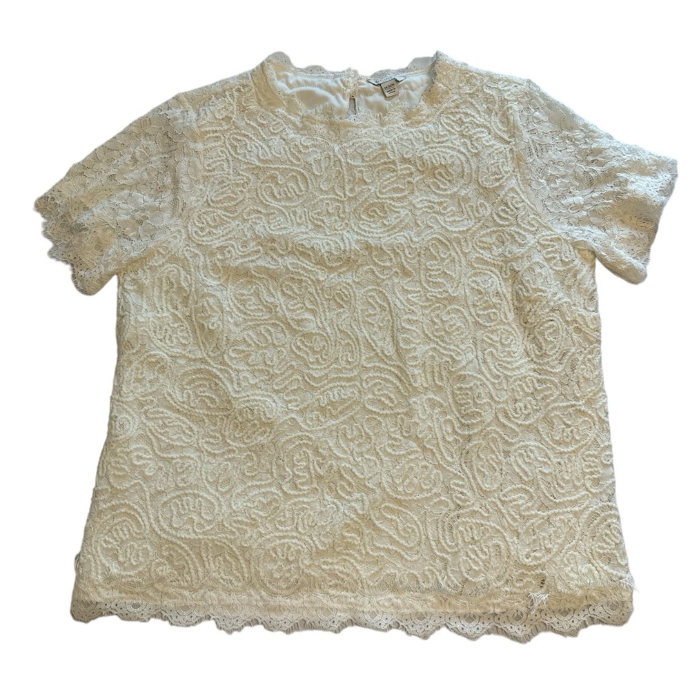 Cato Cream Lace Embroidered Short Sleeve Blouse Women Plus Size 14/16W